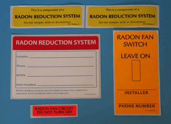 Radon Mitigation System Label Kit